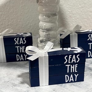 Nautical Mini Book Stack: Tiered Tray Decor