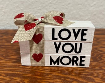 Valentine's Mini Wood Book Stack: Tiered Tray Decor