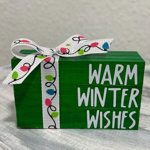 Handmade Mini Wood Winter Book Stack, Tiered Tray Decor