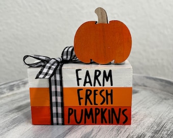 Mini Wood Book Stack: Fall Pumpkin Tiered Tray Decor