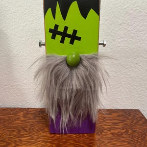 Frankenstein gnome shelf sitter, Frankenstein decor, Halloween shelf sitter, wood Frankenstein, Halloween decoration