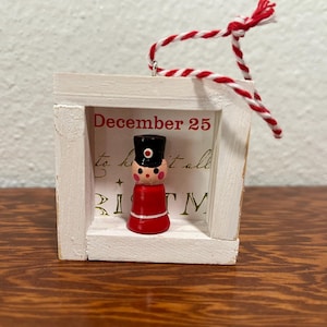 Handcrafted Vintage Christmas ornament, small wood ornament, Vintage ornament, mini Ornament