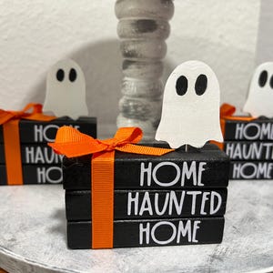 Mini wood Book Stack, Book Stack, Halloween book stack home Decor,  Halloween Tiered Tray decor, Home Haunted Home Decor, Ghost Tiered Tray
