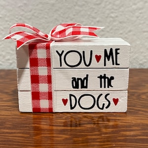 Mini wood Book Stack, You Me & The Dogs Book Stack, Dog Lover Decor