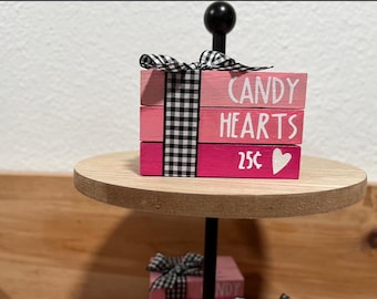 Mini Valentines Book Stack, Tiered Tray Decor
