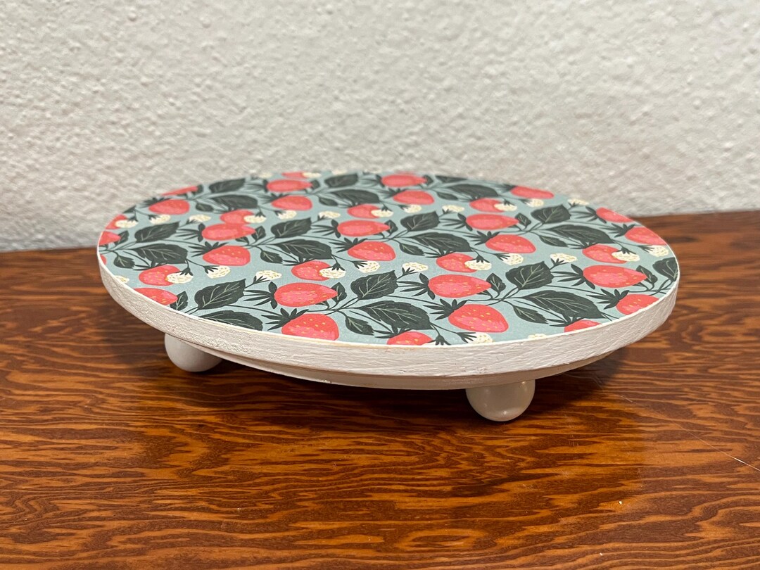 Strawberry Wood Riser, Tiered Tray Decor, Handmade Wood Riser Summer ...