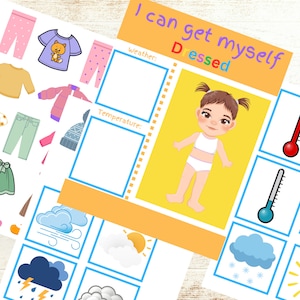 Dress Myself Weather Learning Activity - Choose Weather and Choose Appropriate Clothing -  Preschool printable Digital File