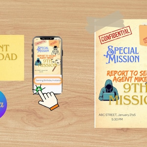 Spy Party Invitation – Secret Agent Birthday Invitation – Printable Spy Party Invite – Top Secret Birthday Bash – Instant Download