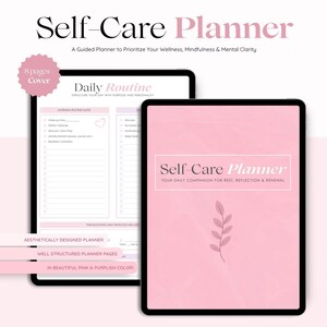 Self-Care Glow-Up Planner for Women | Daily Routine, Affirmations & Habit Tracker | Printable Mental Wellness Journal | Planner Template