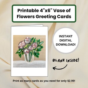 Druckbare 4x6 Vase mit Blumen Grußkarten, Blumengrußkarten, druckbare Dankeskarten, digitale Karten, Dankeskarte, Hochzeitskarten