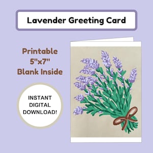 Carte de voeux lavande, Cartes de voeux numériques, Cartes imprimables lavande, Bouquet de lavande, Carte nature, Carte fleur mauve, Cartes vierges 5 x 7