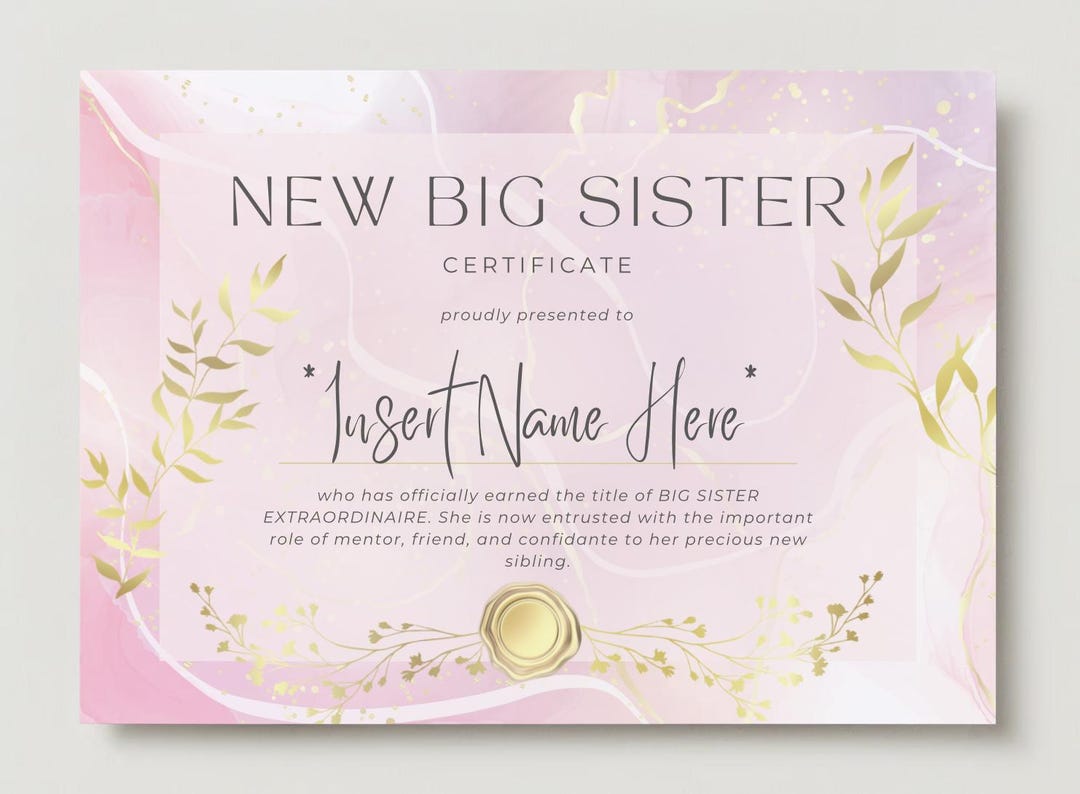 big-sister-certificate-printable-editable-sibling-announcement-customizable-big-sister-award-for-kids-etsy for Free Printable Big Sister Certificate Big Sister Certificate Printable | Editable Sibling Announcement | Customizable Big Sister Award for Kids - Etsy for Free Printable Big Sister Certificate