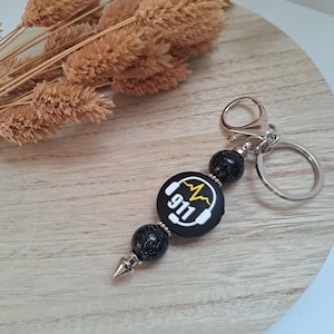 911 Dispatcher Keychain, Thin Gold Line, Telecommunications, Communications Officer