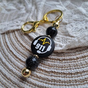 911 Dispatcher Keychain, Dispatcher Keychain, Thin Gold Line, Telecommunications, Communications Officer