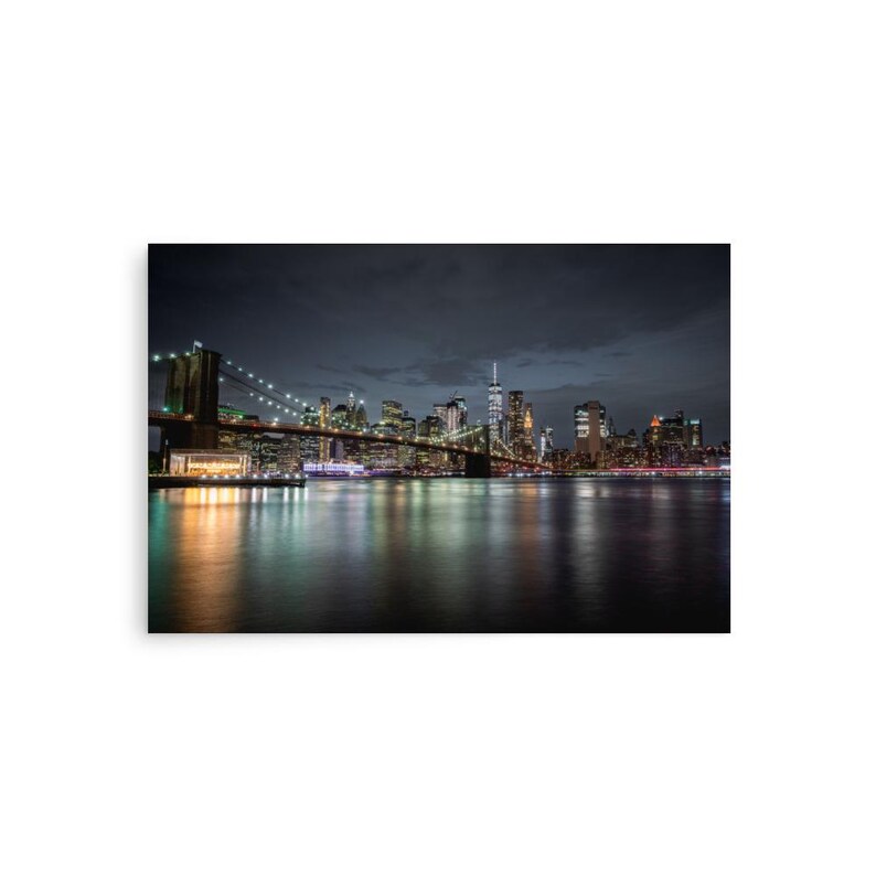 New York City Skyline Digital Download | Brooklyn Bridge at Night Wall ...
