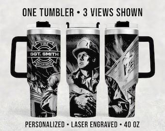 Firefighter Hero Tumbler 40 oz, Personalized Engraved Fireman Rescue Gift