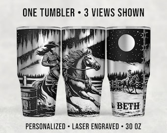 Barrel Racer Gift – Personalized Cowgirl Rodeo Tumbler 30 oz – Western Horse Cup
