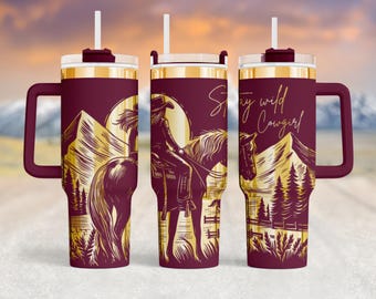 Personalized Cowgirl Tumbler 40 oz, Engraved Stainless Steel Western Horse Cup