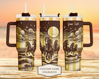Personalized Horse Tumbler – 40 oz Engraved Stainless Steel Cup for Horse Lovers