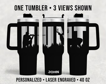 Personalized Rifle Hunter 40 oz Tumbler – Laser Engraved Custom Name