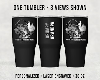 Personalized Fishing 30 oz Tumbler – Custom Name Engraved Stainless Steel Cup