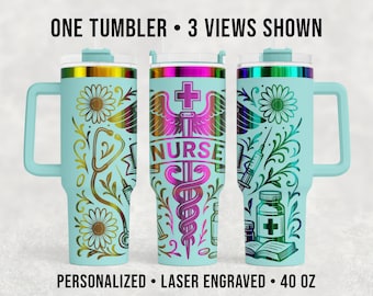 Tattoo Flash Nurse Tumbler 40 oz, American Traditional Engraved Gift, Personalized