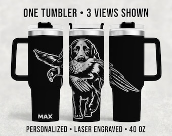 Personalized Labrador Retriever Hunting Tumbler, 40 oz Engraved Pheasant Bird Dog Cup, Hunter Gift, Lab Dad Gift
