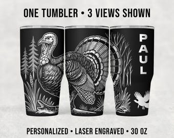 Turkey Hunting Gobbler Tumbler, 30 oz Personalized Engraved Cup