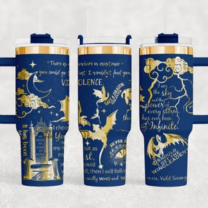 Fourth Wing Book Tumbler, Bookish Magic 40 Oz. Engraved Stainless Cup, Fourthwing Fantasy Lover Mug, Romantasy Dragon Booktok Novel Reader