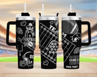 Personalized Football Mom Tumbler 40 oz, Engraved Stainless Steel Game Day Sports Cup