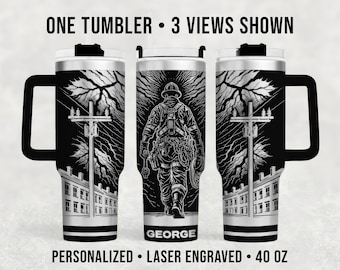 Personalized Lineman Tumbler – Custom Name 40 oz Power Line Worker Cup
