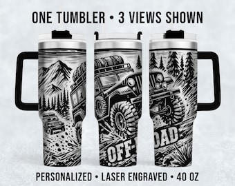 Personalized Off Road 4x4 Tumbler 40 oz, Engraved Stainless Steel Overland Cup