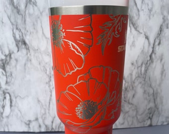 Engraved 40oz Tumbler | Stanley H2.0 Quencher | Floral Tumbler | Poppy Tumbler | Tigerlily Tumbler 23 colors available