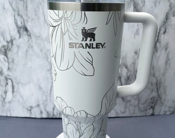 Stanley Engraved | Engraved 40oz Tumbler | Stanley H2.0 Quencher | Floral Tumbler | Magnolia Tumbler | Cream Tumbler 23 colors available