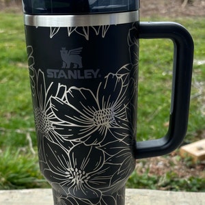 Stanley Engraved Engraved 40oz Tumbler Stanley H2.0 Quencher Wild Flower Mix Tumbler Floral Tumbler Sunflower Cup Custom Tumbler image 3