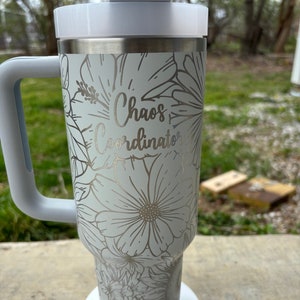 Stanley Engraved Engraved 40oz Tumbler Stanley H2.0 Quencher Wild Flower Mix Tumbler Floral Tumbler Sunflower Cup Custom Tumbler image 2