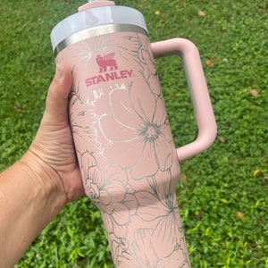 Stanley Engraved Engraved 40oz Tumbler Stanley H2.0 Quencher Mixed Hibiscus Succulent Tumbler Floral Tumbler 23 colors available image 3