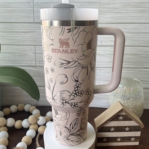 Stanley Engraved | Engraved 40oz Tumbler | Stanley H2.0 Quencher | Ranunculus Floral Tumbler | Flower Tumbler | 23 colors available
