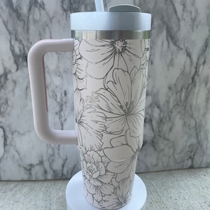 Stanley Engraved Engraved 30oz Tumbler Stanley H2.0 Quencher Hibiscus Succulent Tumbler Tropical Tumbler 15 colors available image 2