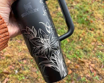 Stanley Engraved | Engraved 30oz Tumbler | Stanley H2.0 Quencher | Floral Tumbler | Lily Tumbler | other colors available