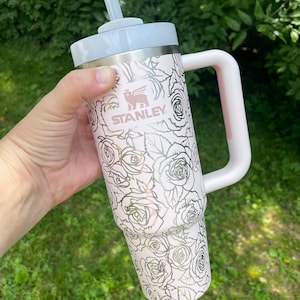 Stanley Engraved | Engraved 30oz Tumbler | Stanley H2.0 Quencher | Roses Tumbler | Floral Tumbler | 23 colors available