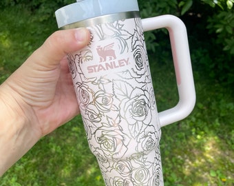 Engraved Stanley H2.0 Quencher: Floral Roses 30oz Tumbler