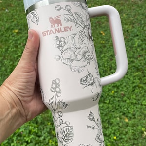 Stanley Engraved | Engraved 40oz Tumbler | Stanley H2.0 Quencher | Vintage Rose Tumbler | Floral Tumbler | 23 colors available