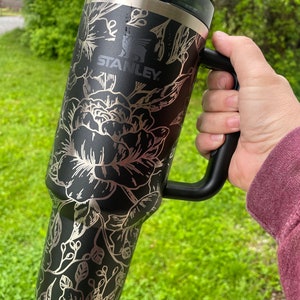 Stanley Engraved | Engraved 40oz Tumbler | Stanley H2.0 Quencher | Peony Tumbler | Floral Tumbler | Custom Tumbler 27 colors available