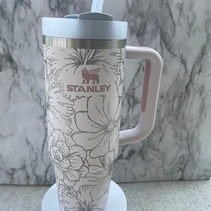 Stanley Engraved Engraved 30oz Tumbler Stanley H2.0 Quencher Hibiscus Succulent Tumbler Tropical Tumbler 15 colors available image 1