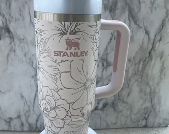 Engraved Stanley H2.0 Quencher: Hibiscus Succulent 30oz Tumbler