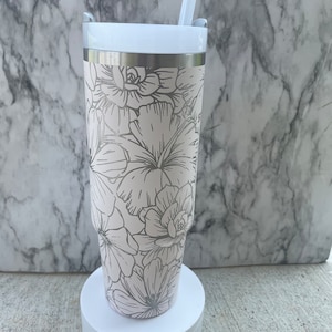 Stanley Engraved Engraved 30oz Tumbler Stanley H2.0 Quencher Hibiscus Succulent Tumbler Tropical Tumbler 15 colors available image 3