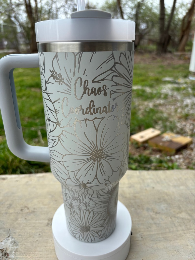 Stanley Engraved Engraved 40oz Tumbler Stanley H2.0 Quencher Wild Flower Mix Tumbler Floral Tumbler Sunflower Cup Custom Tumbler image 2