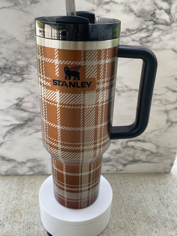 Stanley 40oz Tumbler Custom Engraved With Checkered Design 