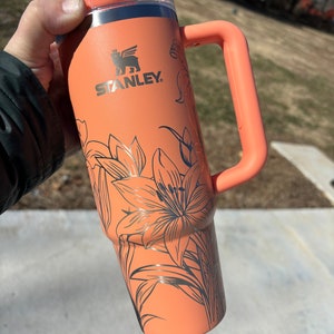 Stanley Engraved Engraved 30oz Tumbler Stanley H2.0 Quencher Floral Tumbler Lily Tumbler other colors available image 4